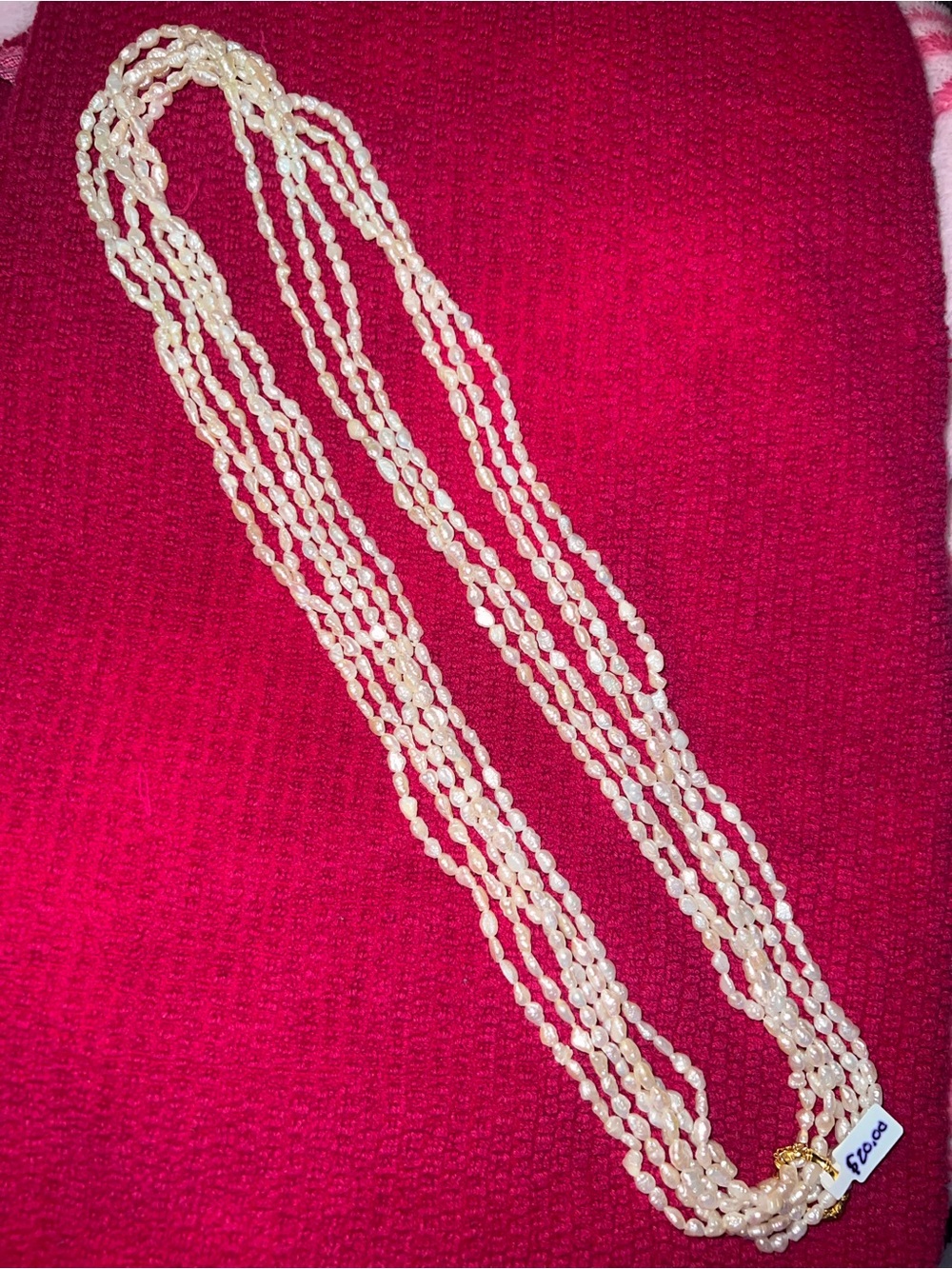 Multi-Strand Cream Seed Bead Necklace